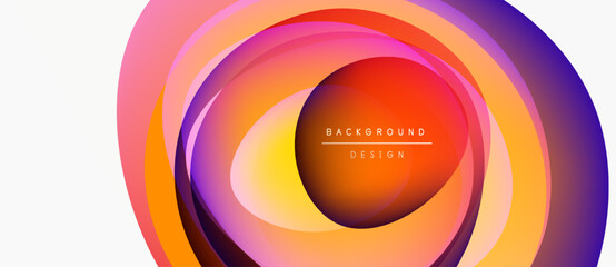 Poster - Abstract layers create vibrant circular design. Orange, purple hues blend, forming dynamic visual effect. Modern background element.