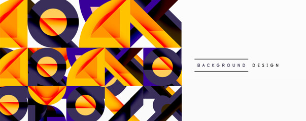 Poster - Abstract geometric pattern. Orange, purple, gray shapes overlap creating dynamic visual texture. Modern design element.