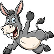 © Saktiman - Cartoon Donkey Running Joyfully on White Background - Cheerful Farm Animal Illustration for Children's Storybooks and Educational Materials - Playful Character with Big Smile, Perfect for Animation Pr