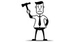 © Giorgi - simple illustration of a sad judge or just a person with hammer in one hand, sad judge in suit vector illustration black and white shape