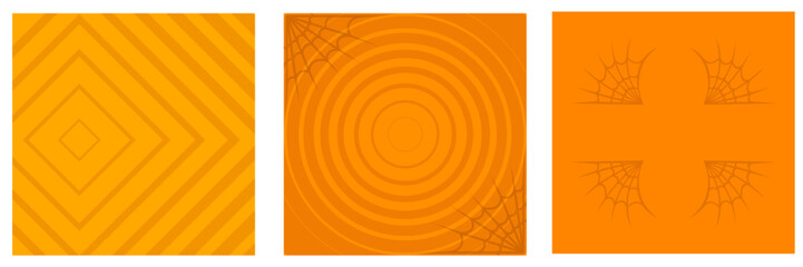 Orange Halloween geometric background collection. happy Halloween poster, social media post layout, quiz backdrop, square banner design template set