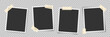 © Svetlana - Taped photo frame mockup. Empty instant photo template. Photobooth frame. Four photos with sticky tape. Snapshot print for scrapbook design