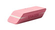 © Raul - Pink eraser sits at an angle against a plain background, featuring the word 'eraser' embossed on its side.