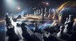 © Abdur - Dynamic chess game with pieces floating in a cosmic nebula, symbolizing strategy, competition, and innovative thinking against a starry backdrop