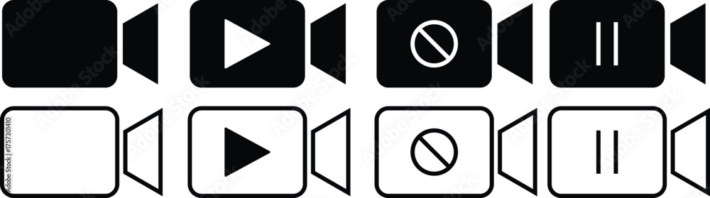 Pause Camera Icon video camera icon with play pause and block symbol. Video Camera Icon ...