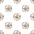 © Alona - Seamless watercolor pattern with white pearls on a white background. Ideal for jewelry packaging, cosmetics branding, wedding invitations, and elegant textile or paper design.