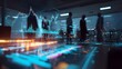 © Nail - Futuristic office with holographic data interfaces and professionals analyzing glowing financial charts.Concept: Artificial intelligence in business, data analytics, futuristic workplace, digitalal i