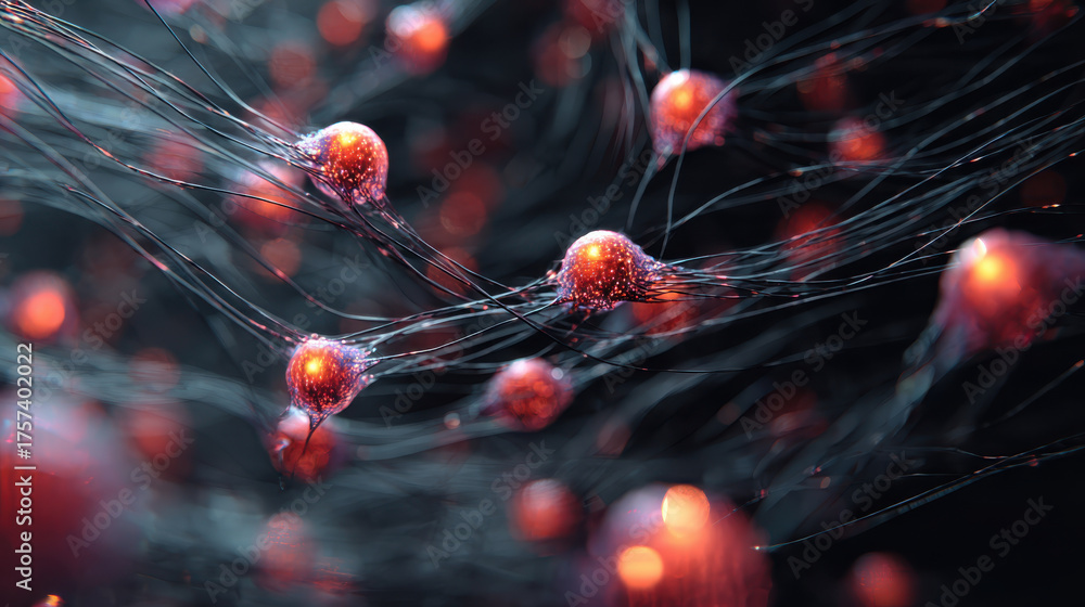 Dynamic visualization of neural patterns with glowing nodes and ...