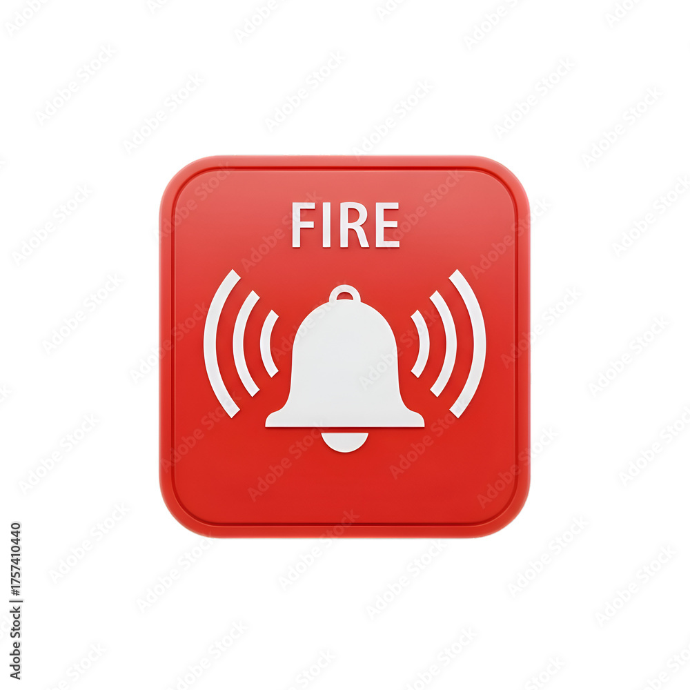 Notification Icon Fire Urgent fire alarm notification icon with bell symbol for safety ...