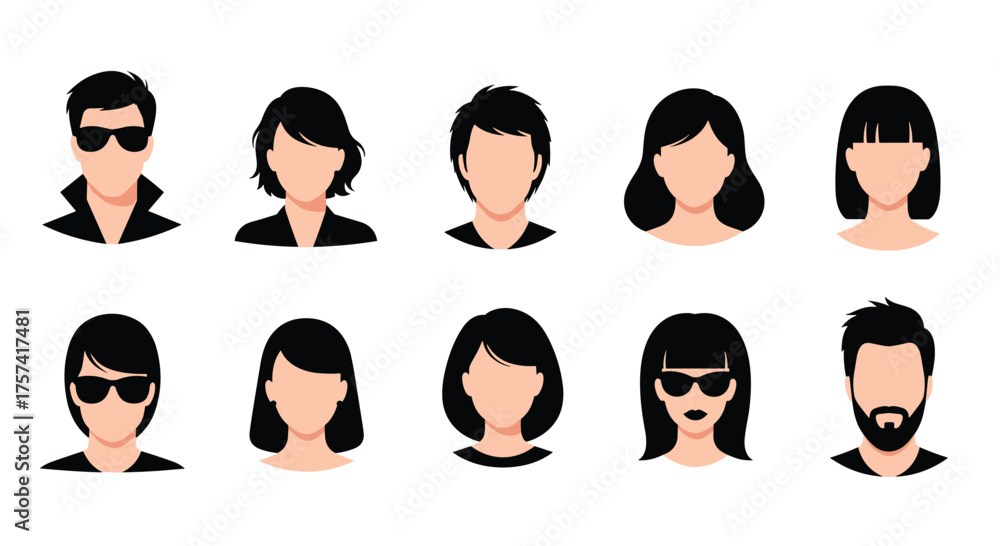 Diverse collection of ten profile avatars representing people with ...