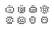 © Nur - Collection of integrated circuit chip packages showing different pin configurations for electronics vector