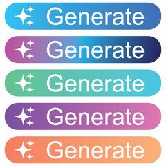 generate code script generator with AI artificial intelligence icon symbol of generative content creation icon outline and gradient set collection. generative ai icon set gradient generate buttons set