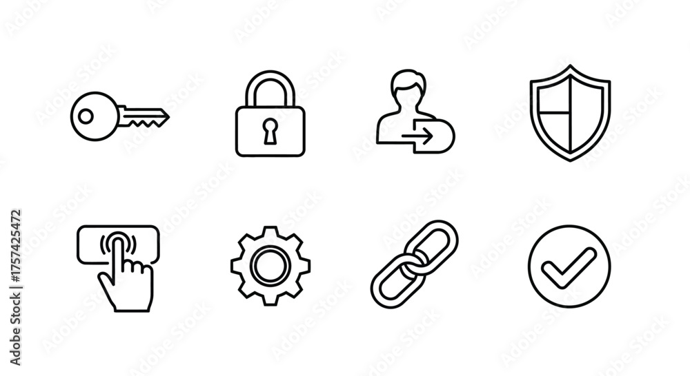Secure Access Icon Shield Set of security and access icons including key lock user shield ...