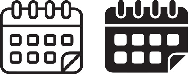 calendar icon set two styles minimalist outline and filled calendar vector for ui ux app design ai eps jpeg png