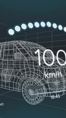 Wall Mural - Animation of car panel over digital car