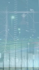 Wall Mural - Animation of data processing over wind turbines and network of connections