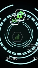 Wall Mural - Animation of media icons over data processing and scope scanning