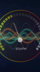 Wall Mural - Animation of internet speedometer data processing over networks of connections