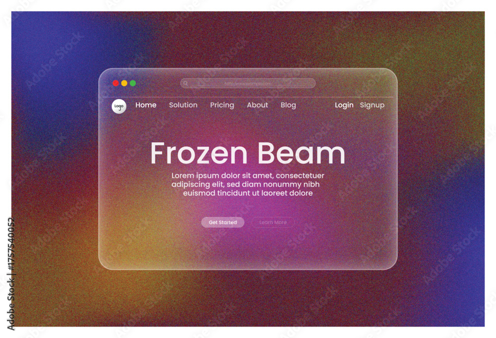 Web Design, Frozen Beam UI Window Blue Purple Gradient, Frosted Glass ...