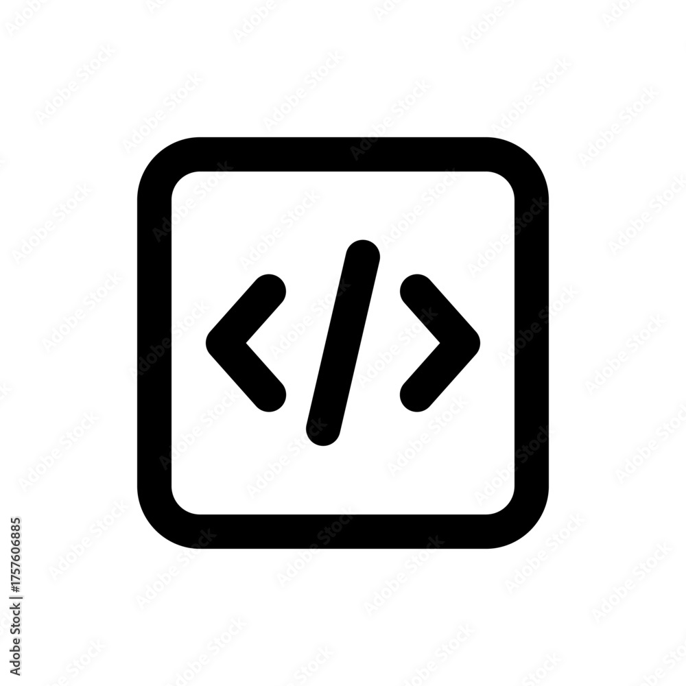 Black square containing angled brackets separated by a forward slash ...