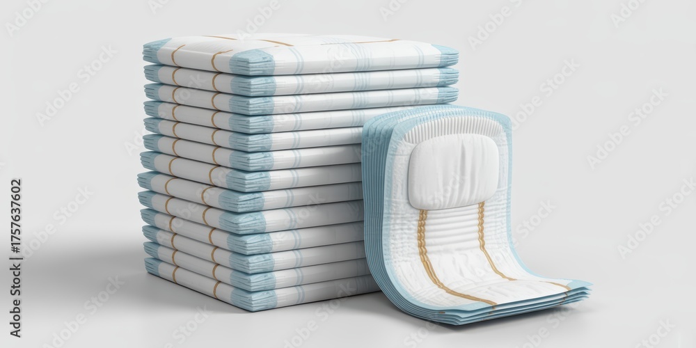 Stack of Adult Incontinence Diapers on White Background Stock Photo ...