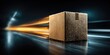 © Andrii  - Fast moving parcel box with glowing light trails and motion speed effect