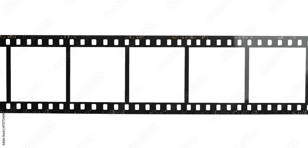 Analog Film Strip with Photo Frames Isolated on Transparent Background; PNG