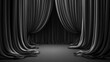 © Oksana - Flowing black curtains frame a dark space, evoking mystery and anticipation for an event
