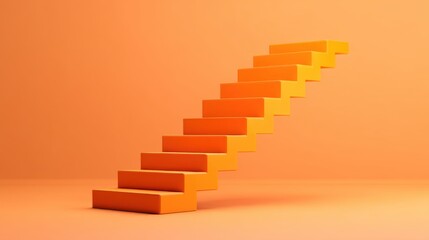 Wall Mural - A Vibrant Orange Staircase Against a Solid Orange Background, Symbolizing Growth, Progression, and Modern Design Aesthetic