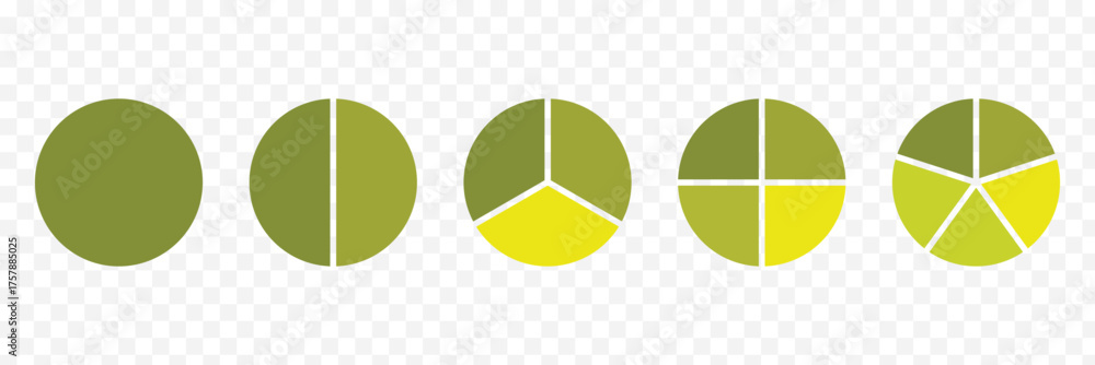 Pie chart set. Colorful diagram collection with sections or steps ...