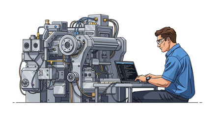mastering machines coding the future of industrial automation and efficiency, isolated on transparent background