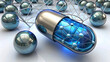 © rahul - Close up of a futuristic capsule pill with network connection inside