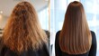 © PhotoVerse - Elegant photo of Before and after keratin straightening hair treatment for frizzy hair