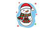© ci2h vector - Snowman holding a wrapped gift in a winter scene surrounded by small presents, creating a festive and joyful holiday atmosphere.