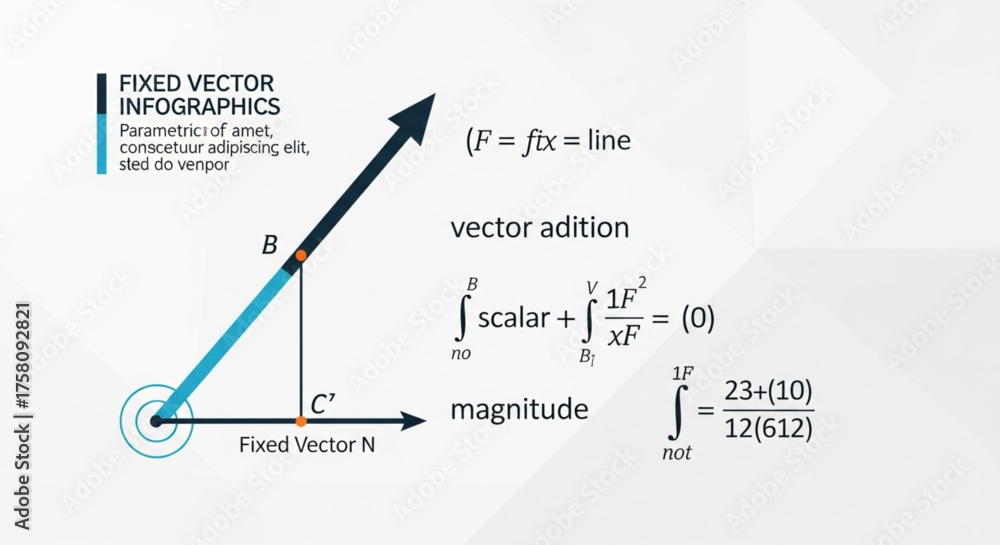 Educational physics vector illustration showing vector magnitude and ...