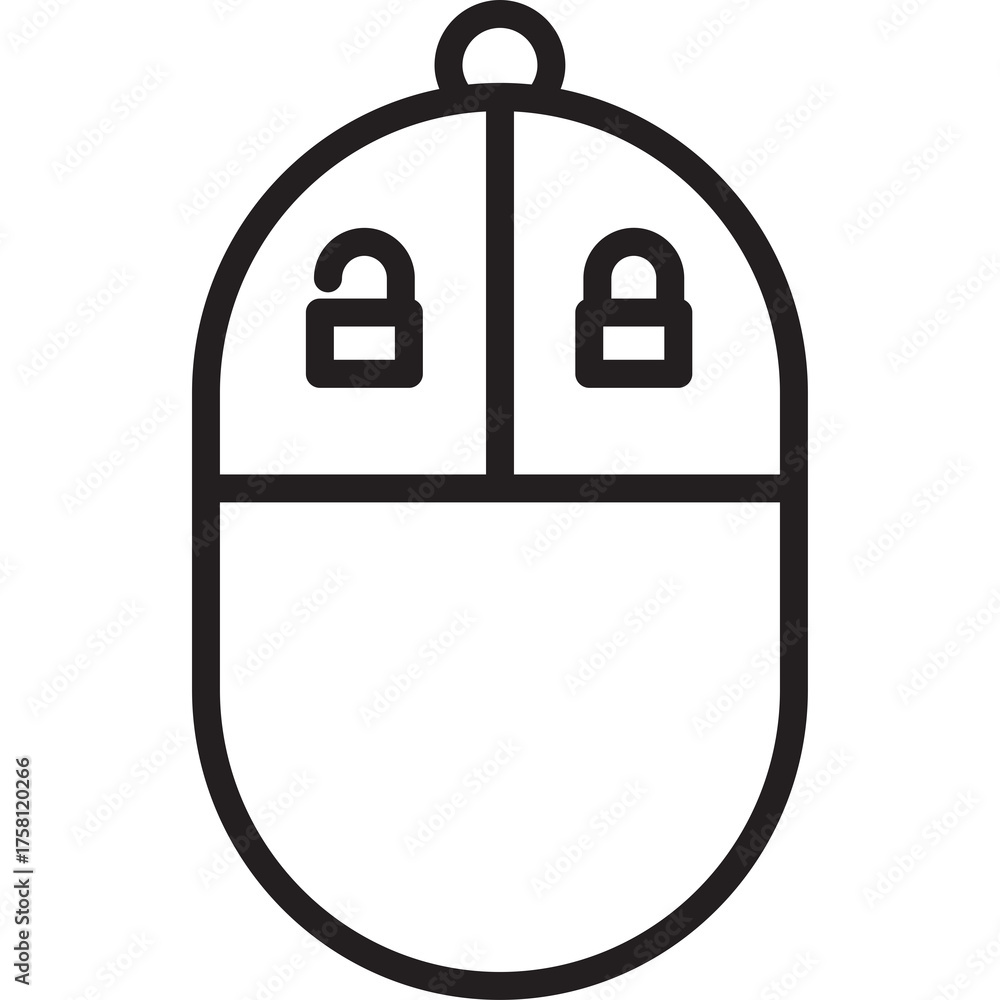 Computer Mouse Icon with Locked and Unlocked Padlocks Representing ...