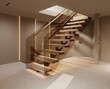 © Alexuans - Elegant staircase with wooden finish and contemporary design, featuring soft lighting and a modern aesthetic for home interior inspiration.