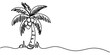 © LINEART - coconut tree in one continuous line art drawing. Single line drawing palm tree minimal outline vector.