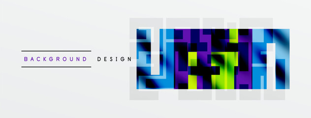 Wall Mural - Abstract mosaic pattern. Vibrant colors blend, creating modern design element. White space surrounds colorful squares.