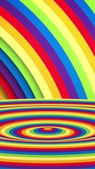 Wall Mural - Animation of moving rainbow coloured circular surface and background