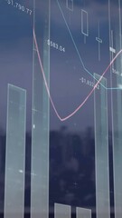 Wall Mural - Animation of data processing over landscape