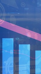 Wall Mural - Animation of red arrow with statistics processing over scopes scanning