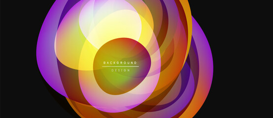 Wall Mural - Abstract colorful layers create dynamic circular design. Vibrant hues blend, forming modern background element. Smooth gradients suggest movement.