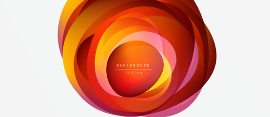Wall Mural - Abstract circular design. Layers create warm color gradient, resembling sun or flower. Modern background element.