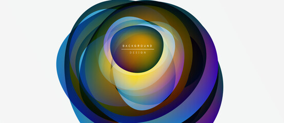 Wall Mural - Abstract circular layers, vibrant colors blend. Modern design element, suitable background texture. Minimalist aesthetic, clean composition.
