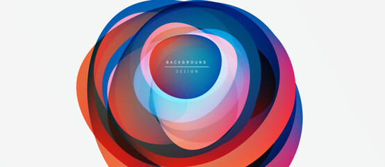 Wall Mural - Abstract colorful layers create circular design. Vibrant hues blend, forming dynamic visual impact. Modern aesthetic, clean presentation.