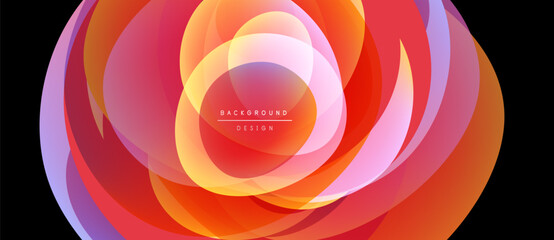 Wall Mural - Abstract design features overlapping circles. Warm colors dominate, creating dynamic visual effect. Text reads background design.