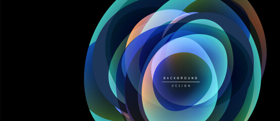 Wall Mural - Abstract concentric circles, vibrant colors blend. Design features text background, design. Modern aesthetic, simple composition.