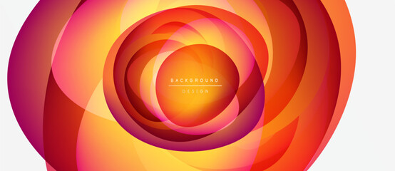 Wall Mural - Abstract concentric circles, vibrant orange, pink hues. Modern design element, gradient effect, dynamic composition. Background texture, smooth transitions.