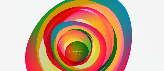 Wall Mural - Abstract colorful layers create dynamic spiral. Vibrant hues blend, forming modern design element. Background suggests movement, energy.